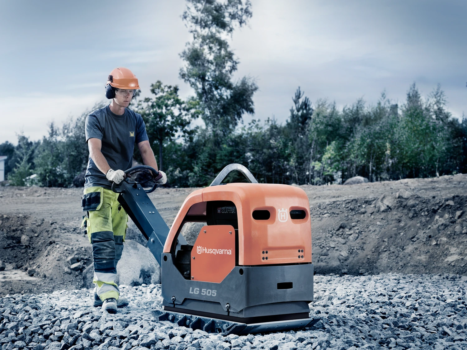 Husqvarna plate compactor in operation