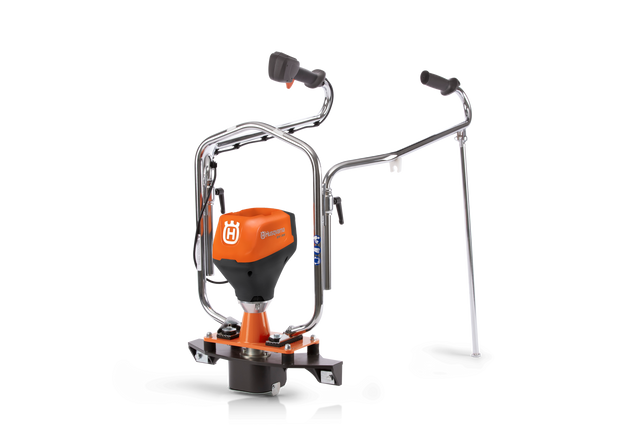 Vorderansicht eines Bohrmotors von Husqvarna Construction mit ergonomischem Griff.