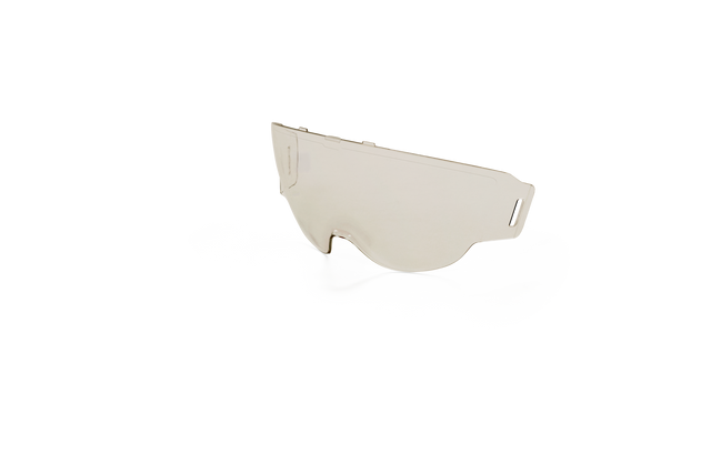 Front view of a safety visor, commonly used for eye protection in construction or industrial settings.
