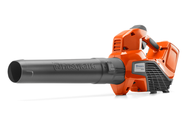 Страничен изглед на вентилатор за листа Husqvarna с ергономична дръжка.